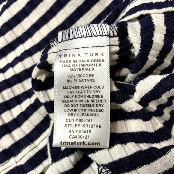 Trina Turk Blue and White Striped Short Sleeve Top Size Small - Picture 6 of 6